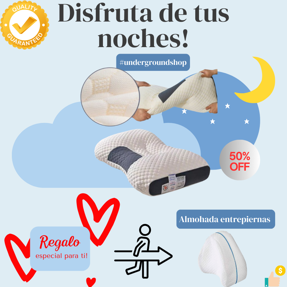🌛 Almohada Ortopedica Viscoelastica 😴 LLEVA GRATIS 🎁 Almohada para entrepiernas 🦵